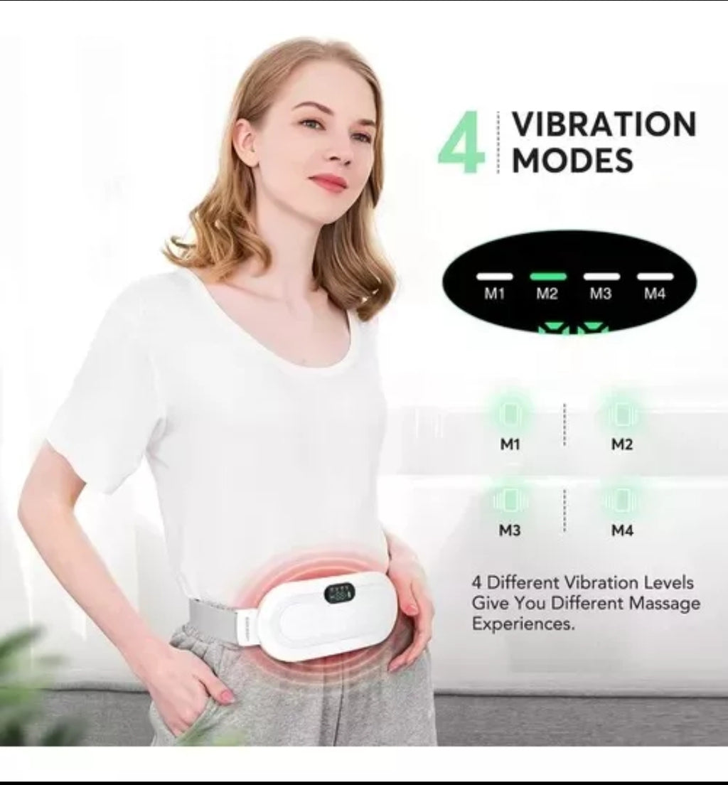 Cinturón Térmico Menstrual con Terapia de Calor – Alivia Cólicos y Dolor Abdominal 110/220V Rosado Gris