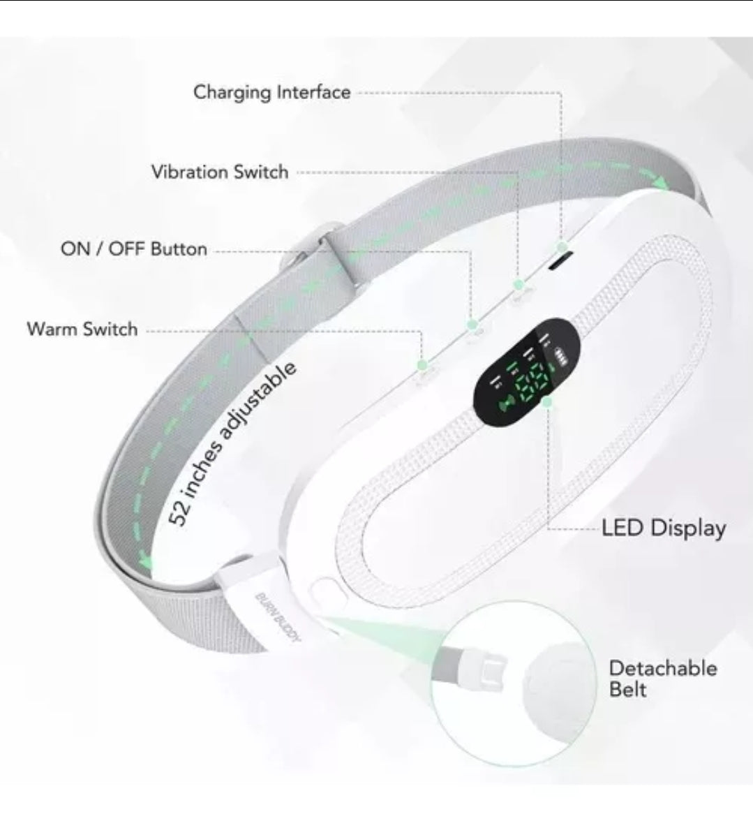 Cinturón Térmico Menstrual con Terapia de Calor – Alivia Cólicos y Dolor Abdominal 110/220V Rosado Gris